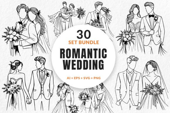 30 Bundle Line Art Romantic Wedding: Your Ultimate Design Toolkit
