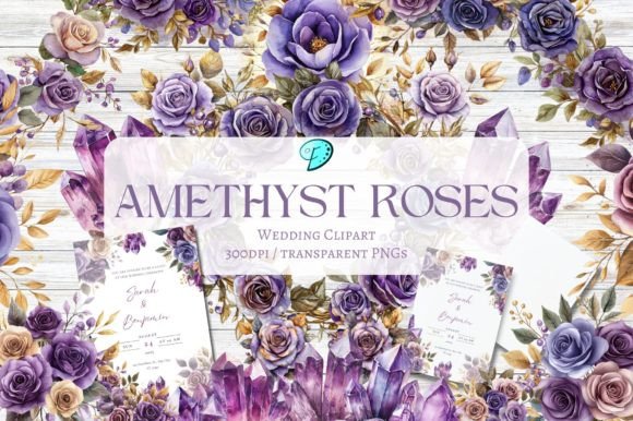 Amethyst Roses Wedding Clipart Floral: Designing Your Dream Stationery