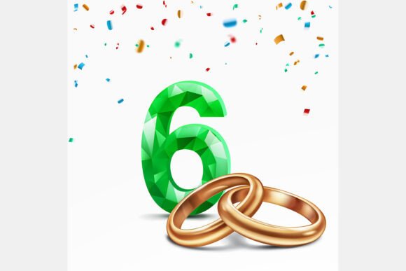Celebrating Milestones with the Green Number 6 and Golden Wedding Rings