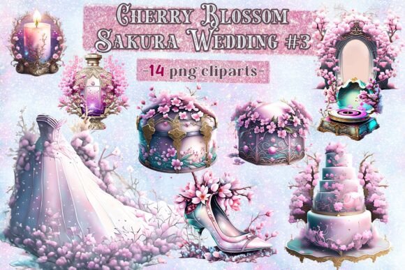 Elegant Sakura Wedding Clipart for Your Creative Projects