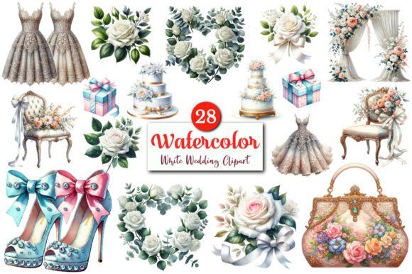 Elegant Watercolor Wedding Clipart for Timeless Designs
