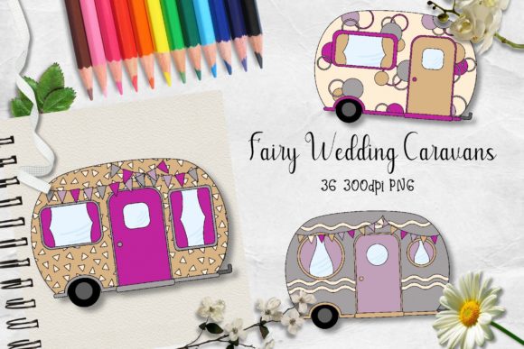 Enchanting Designs: Fairy Wedding Caravans Clipart Collection